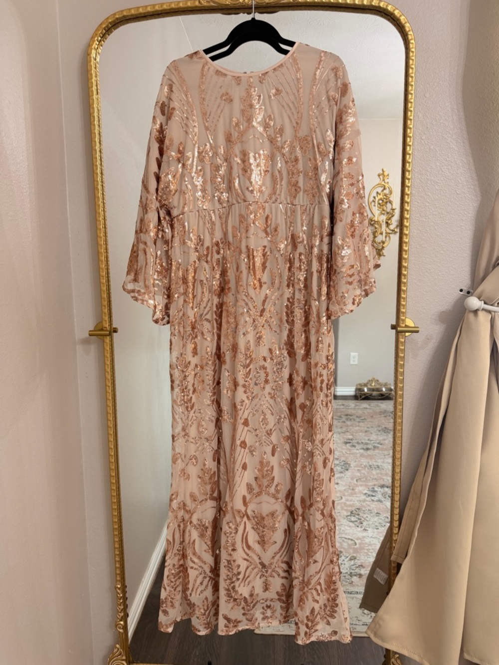 Dainty Jewells Blush and Rose Gold Sequin Maxi Dress